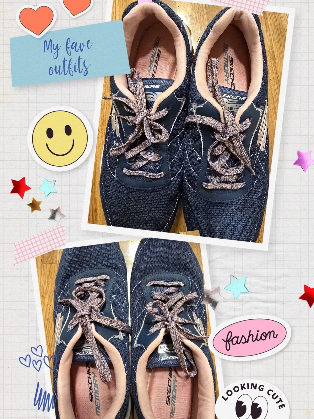 Skechers Navy and Pink Athletic Memory Foam Sneakers
